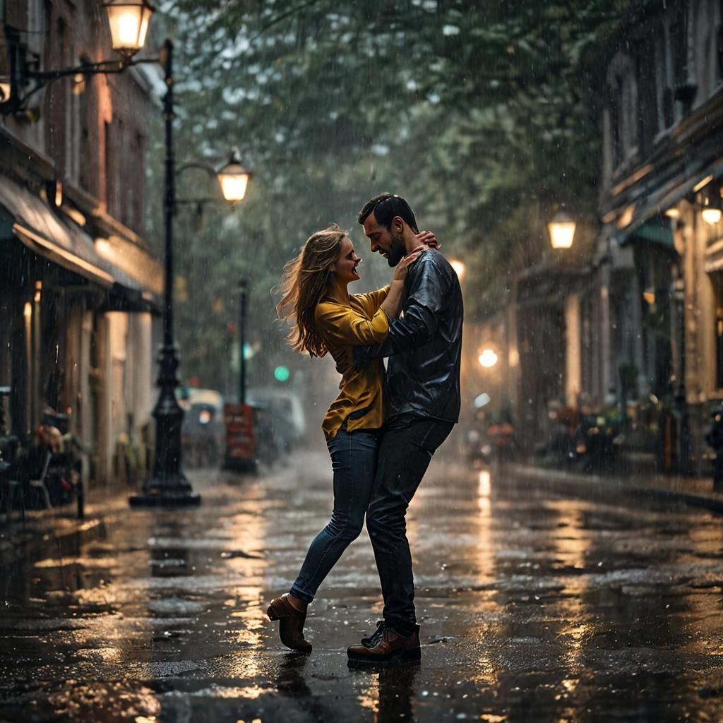 Couple Dancing in the Rain