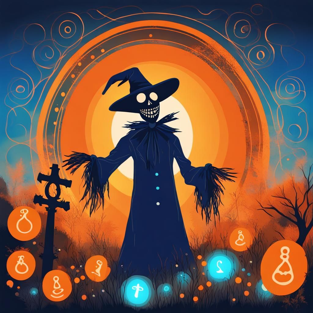 Cursed Scarecrow Ablaze in Cemetery