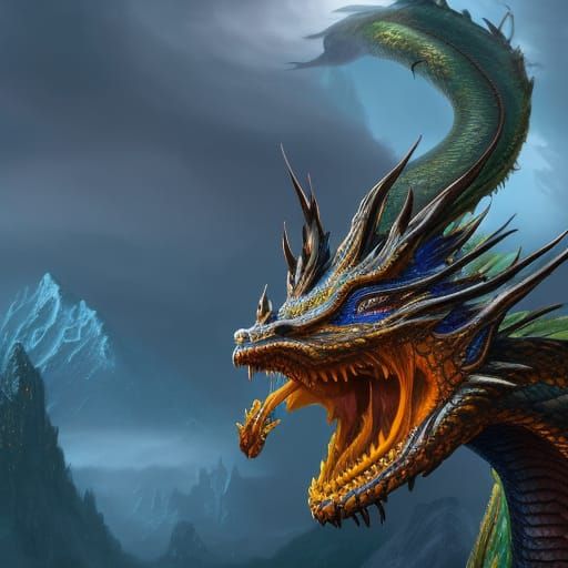 Fantastical Spring River Dragon Concept Art