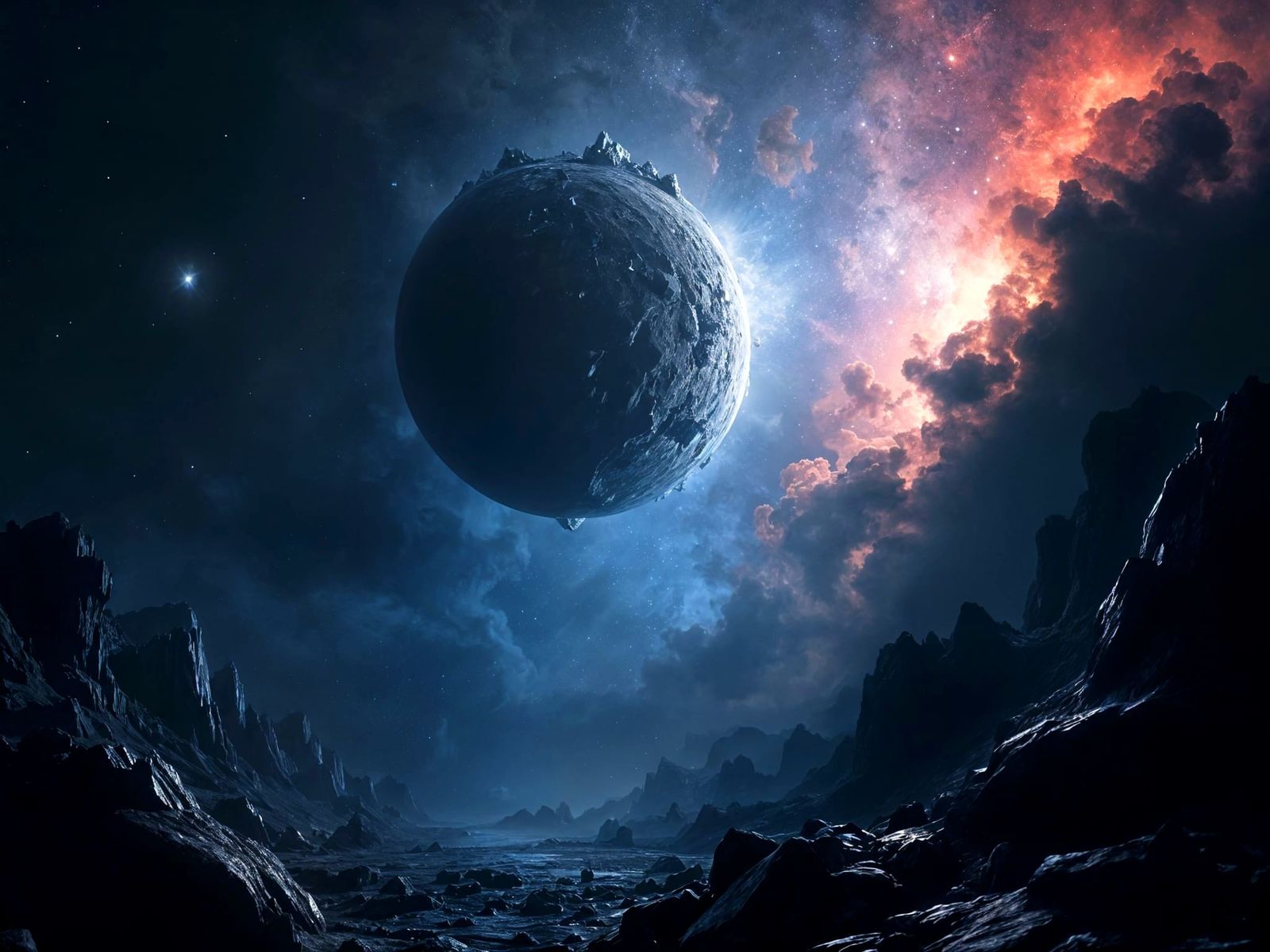 Cosmic Majesty in Fractured Nebula