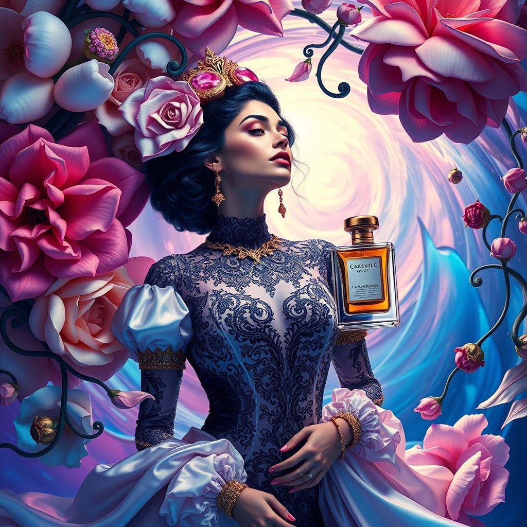 Luxury Perfume Poster in Baroque Style