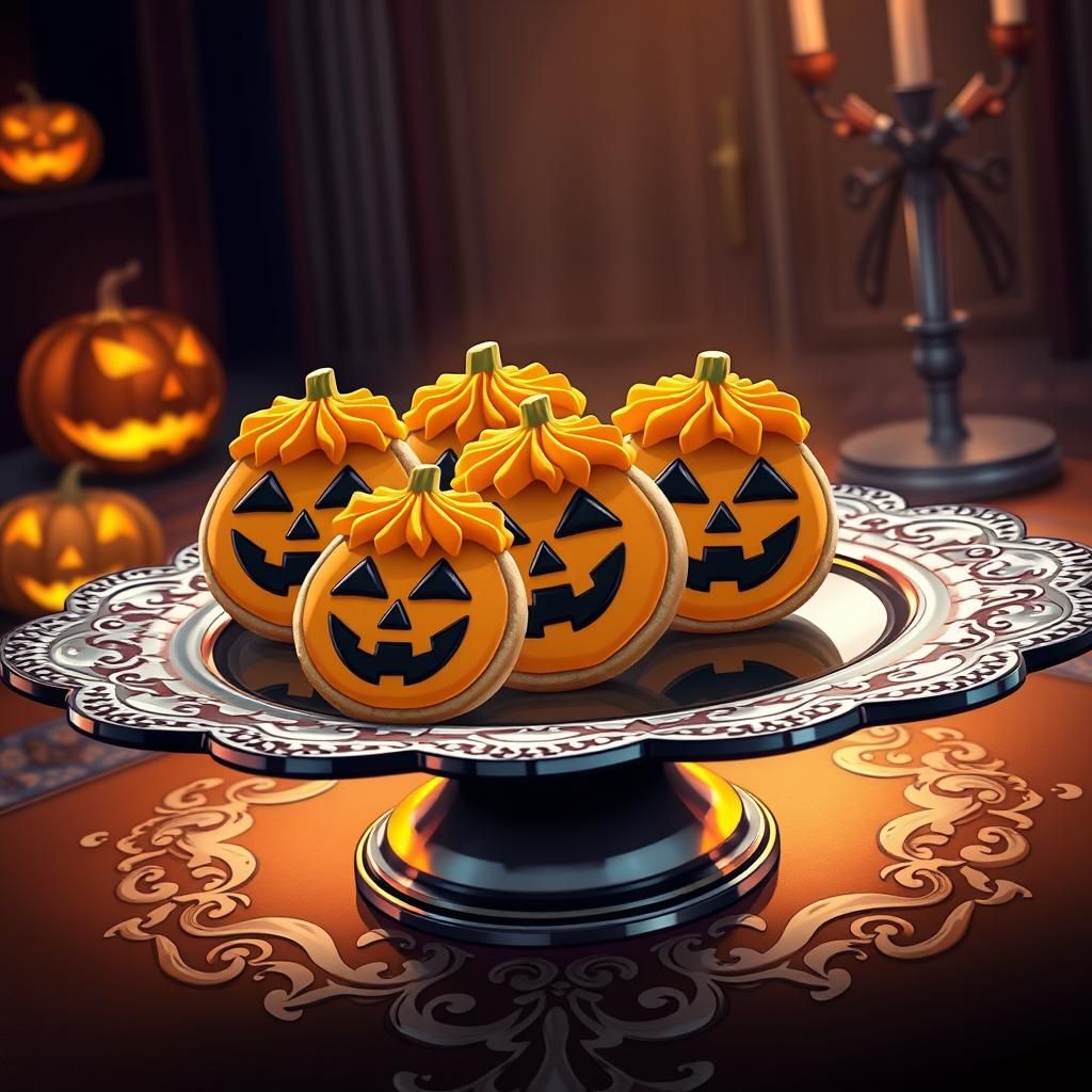 Jack-o'-Lantern Cookies in Anime Style