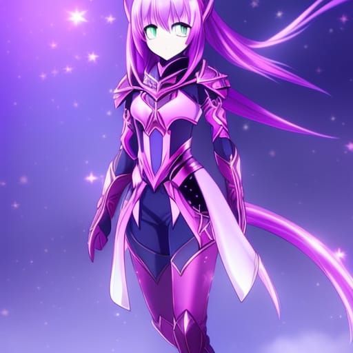 Anime Knight Girl in Galaxy Star Armor
