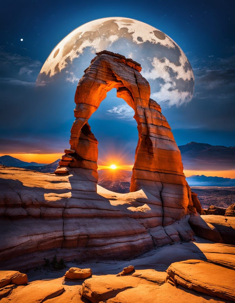 Awe-Inspiring Lunar Arch: Dusk Crowd Gazes at Celestial Alig...