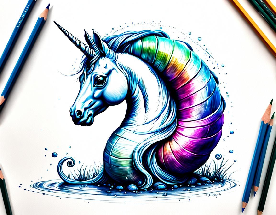Unicorn Snail: Photorealistic Pencil Sketch