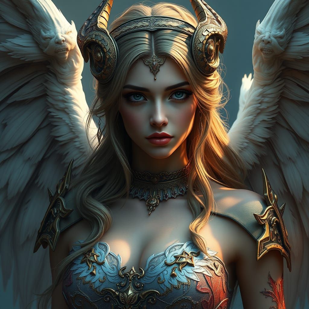 Majestic Half Angel Half Demon Goddess