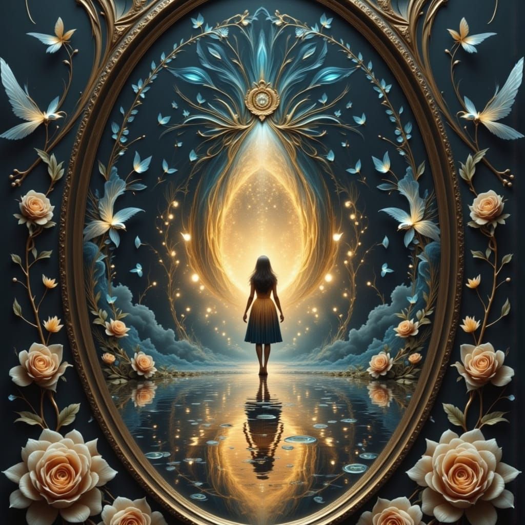 Mirror Reflection Dissolves into Fantasy World