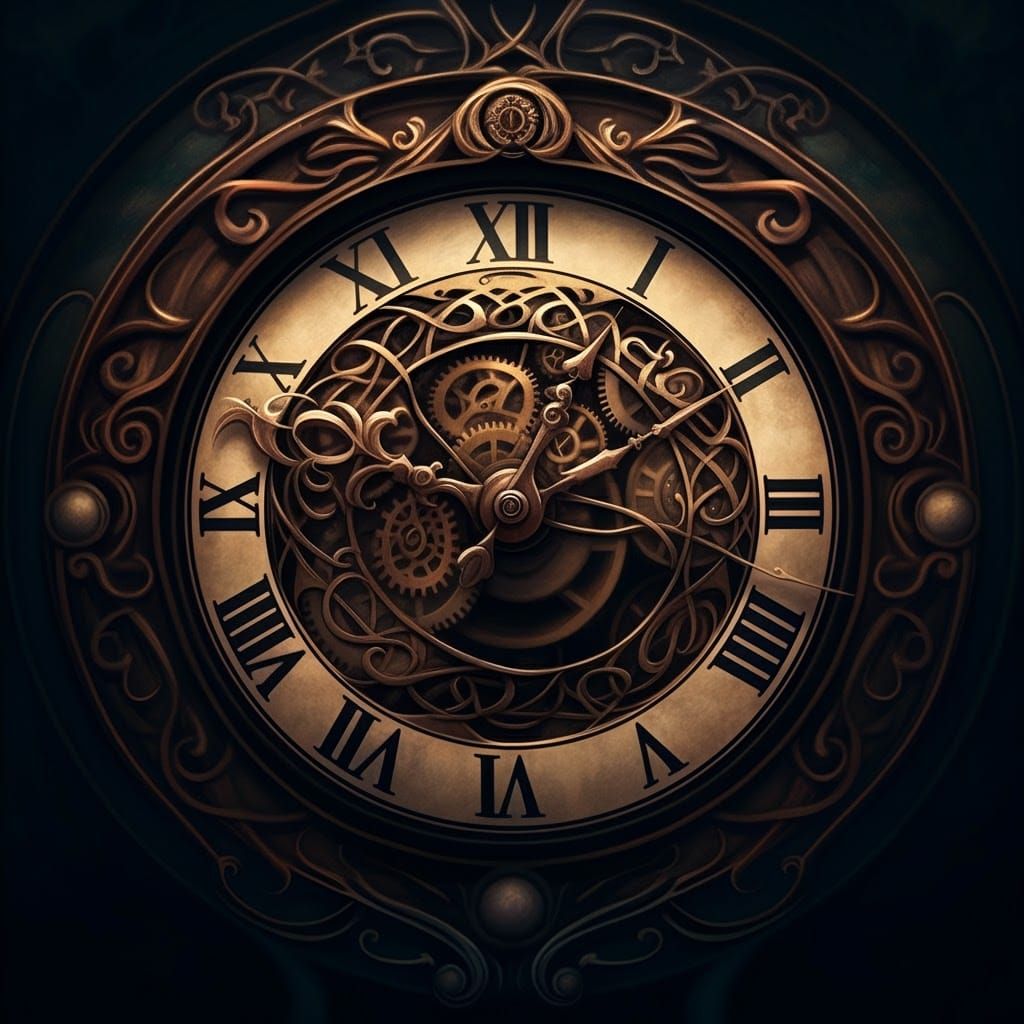 Intricate Clock Face with Tick Tock Hands