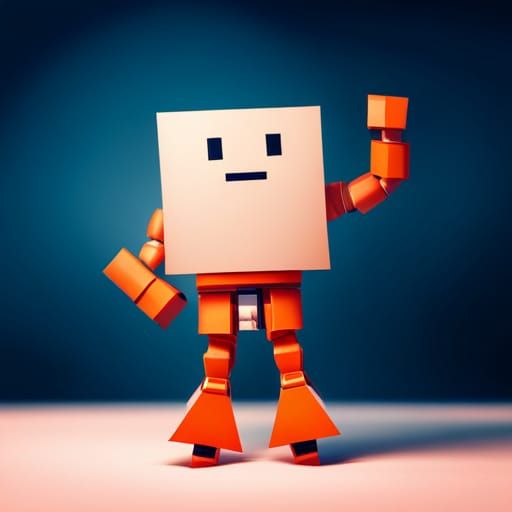 Orange Origami Robot Claims Humanity in Papercraft Art
