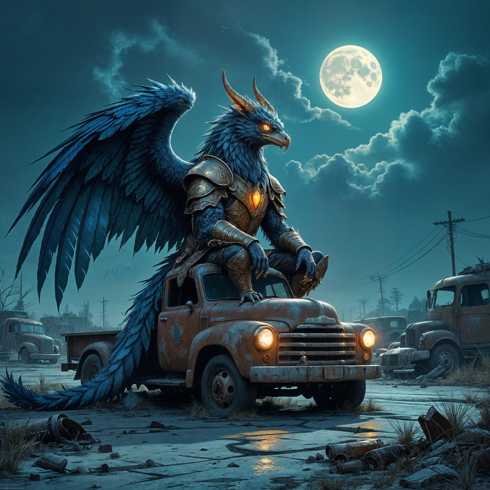 Griffin Dragon Hybrid in Dark Fantasy Art Style