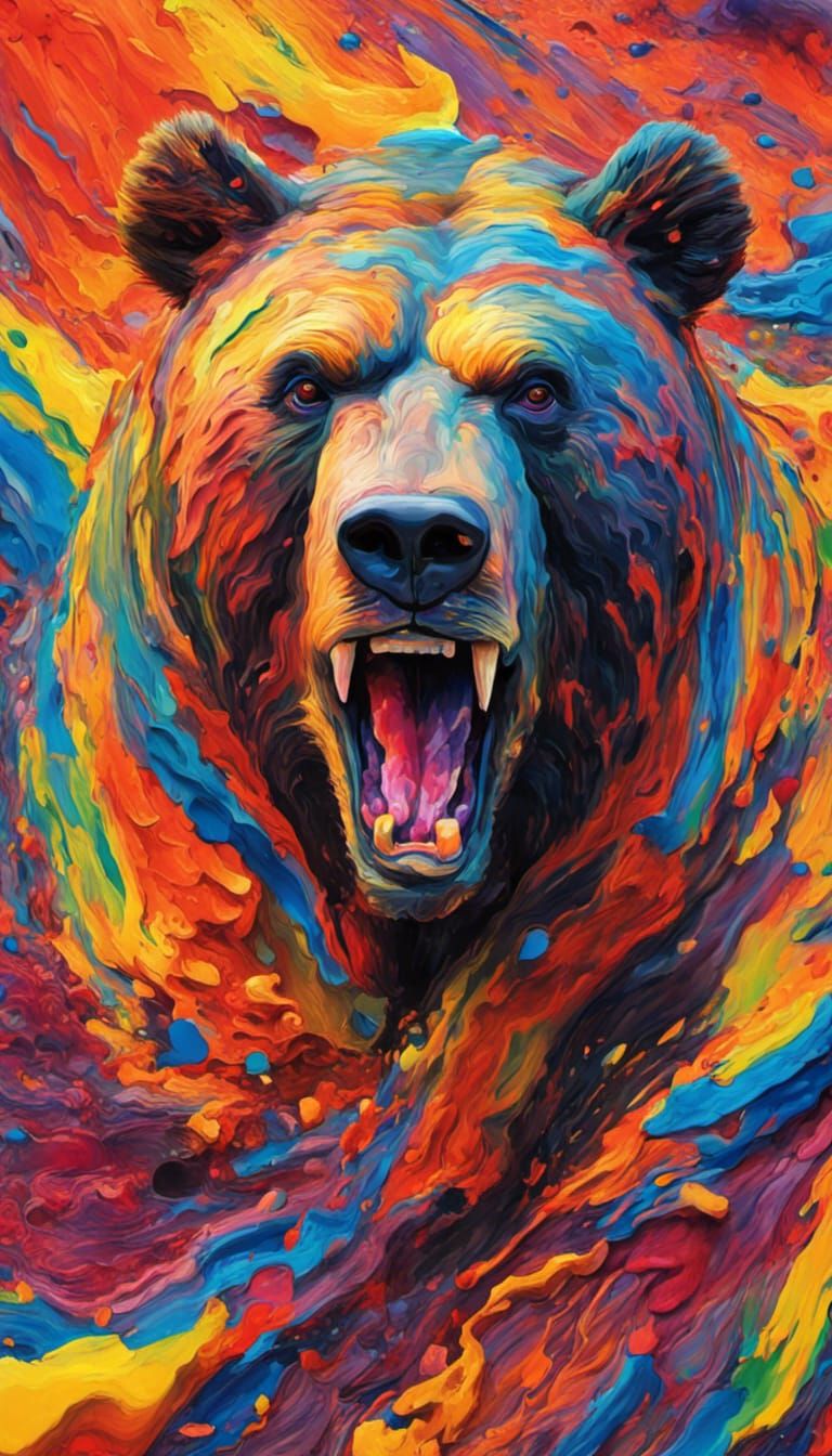 Fluorescent Paint Explosion in Fauvist Expressionism