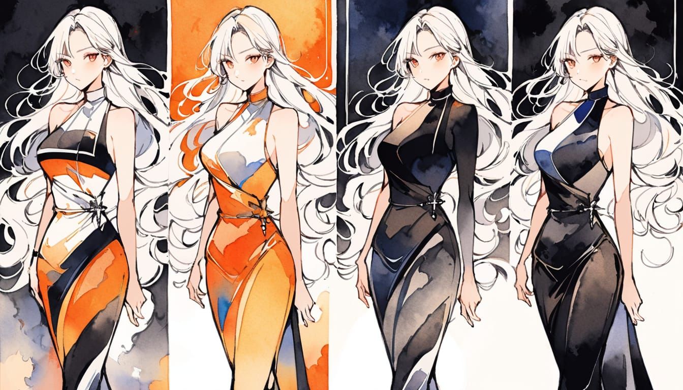 Elegant One-Line Art: Sensual Model in Watercolor