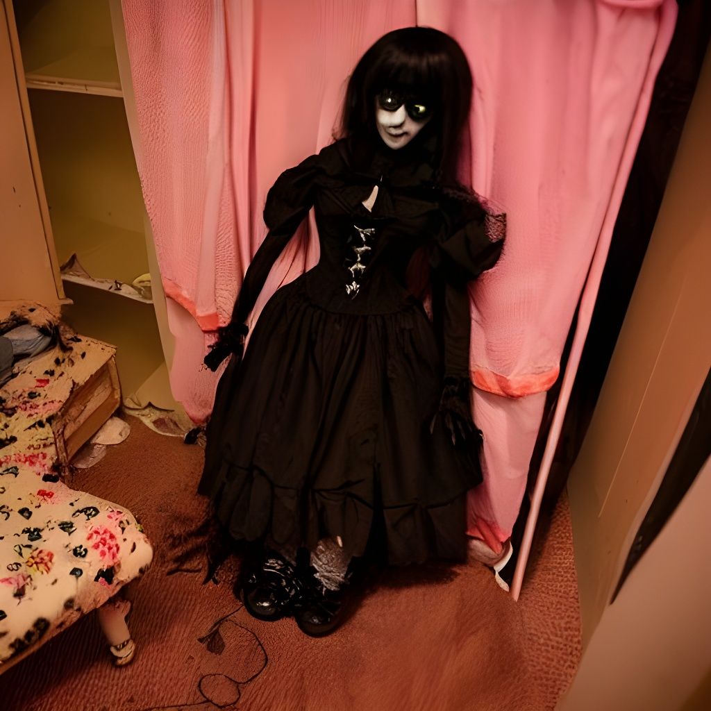 Evil Gothic Doll Hiding in Bedroom Closet