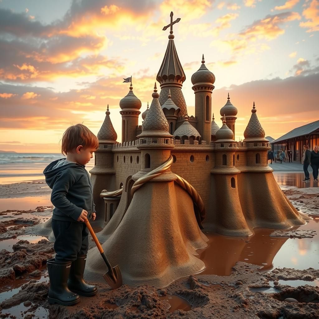 Art Nouveau Sandcastle at Sunset
