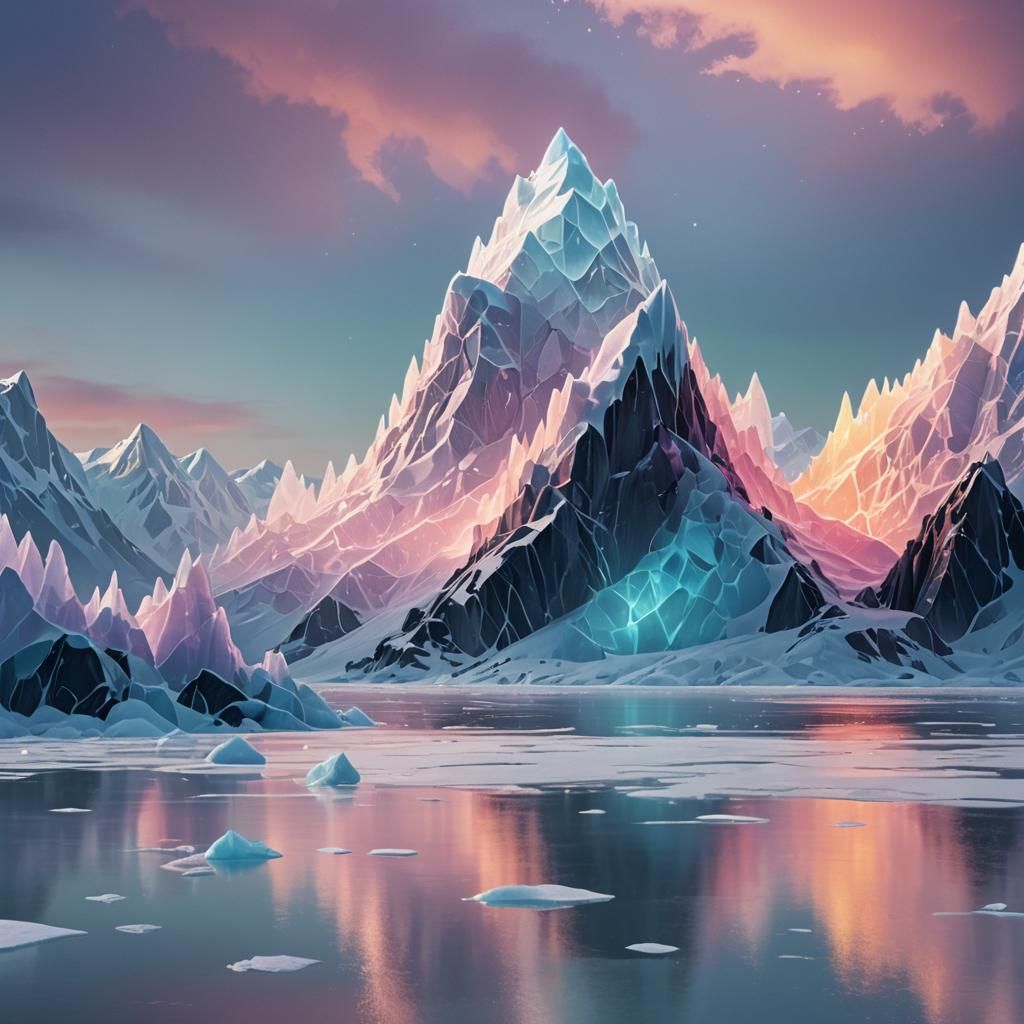 Glowing Ice Mountain in Pixar 3D Style