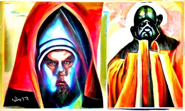 Sci-Fi Saint: Star Wars Jedi Monk Oil Painting