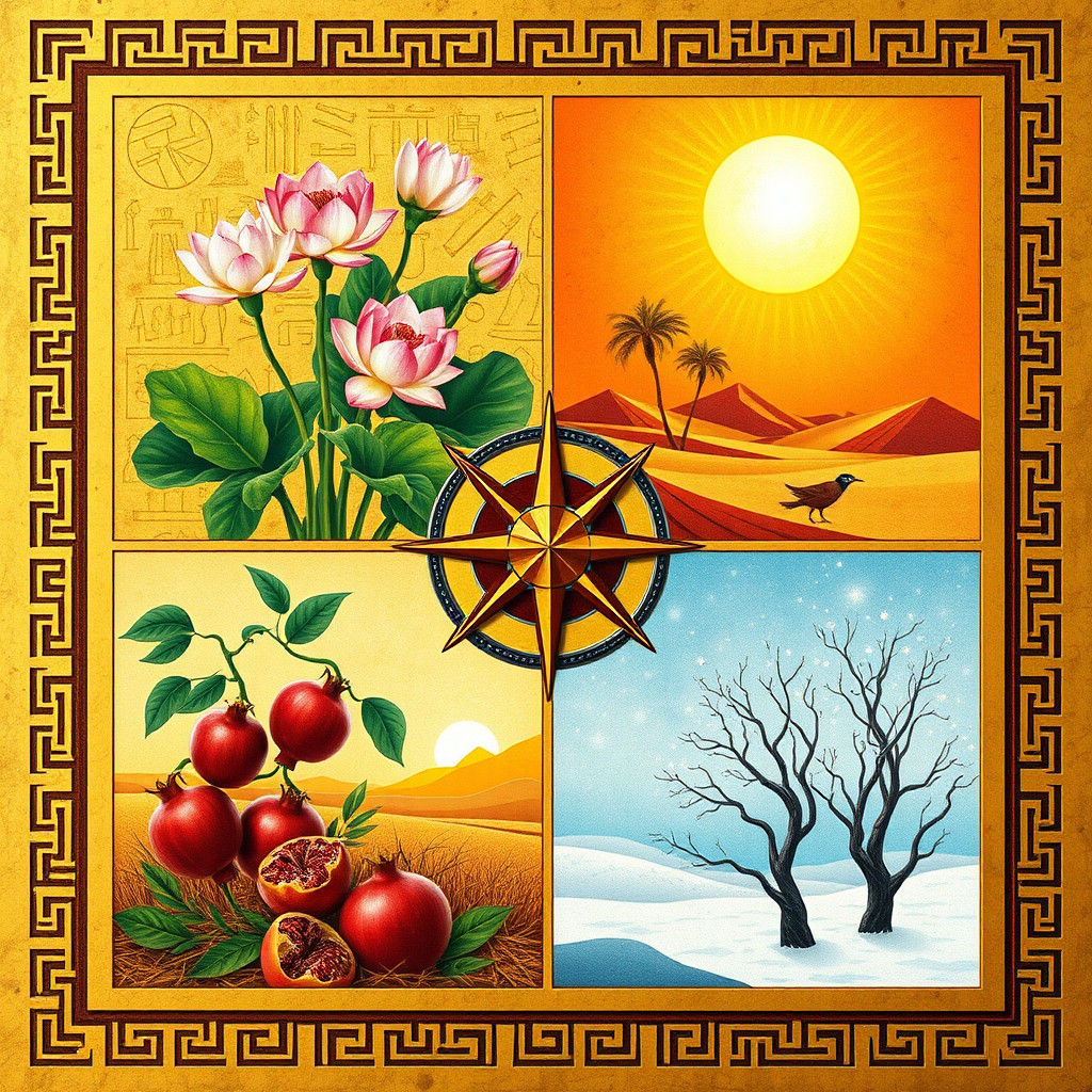 Egyptian Collage Art: The Four Seasons