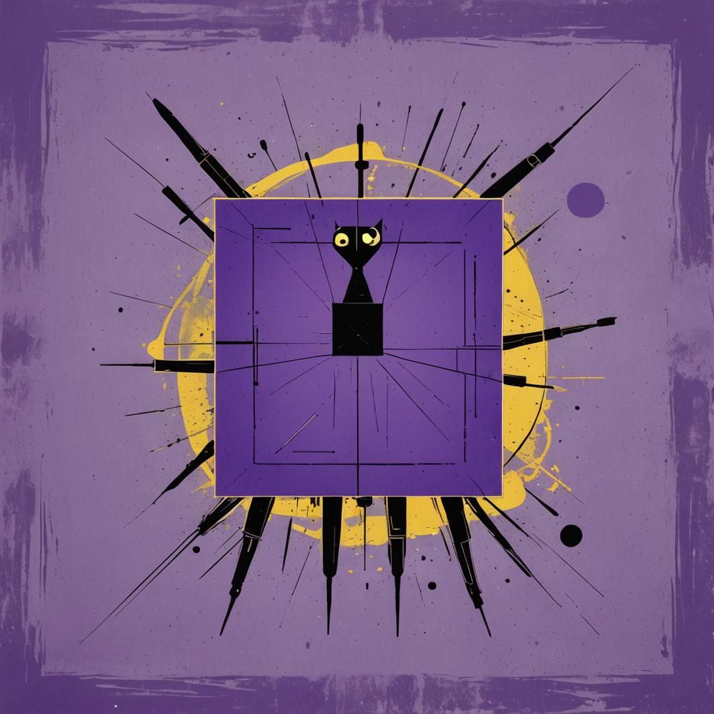 Purple Square Character in Geometric Pop Art Style