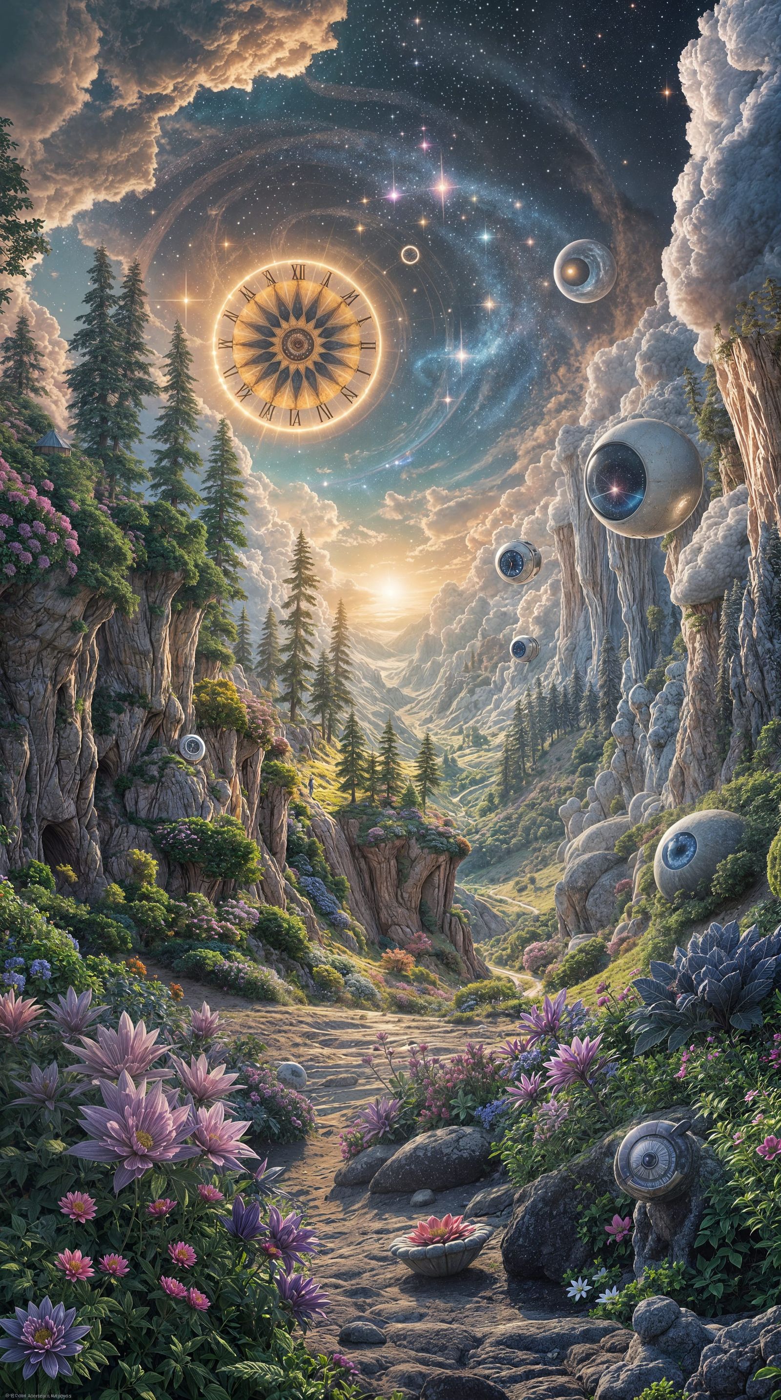 Surreal Floating Eyes Observe Ever-Changing Landscape