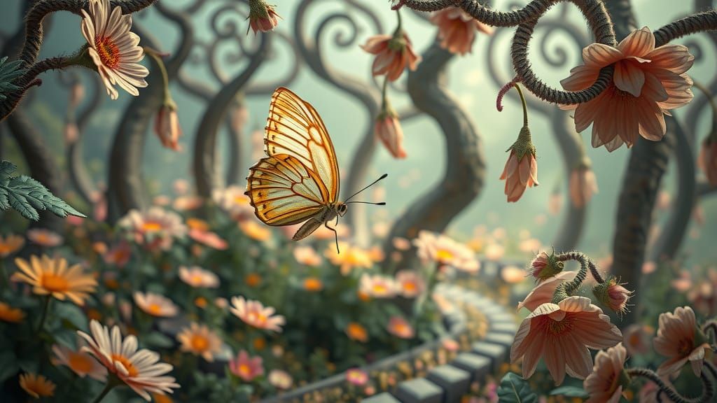 Butterfly in Mystical Surrealist Garden Art