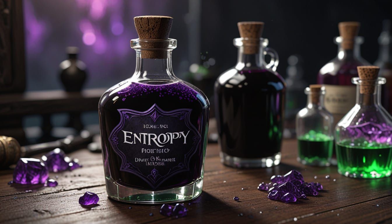 Dark Fantasy Potion Bottle in Deep Color and Intricate Detai...