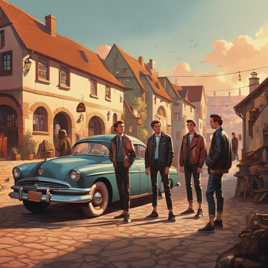 1950s Teens in Medieval Village: Retro-Futurism