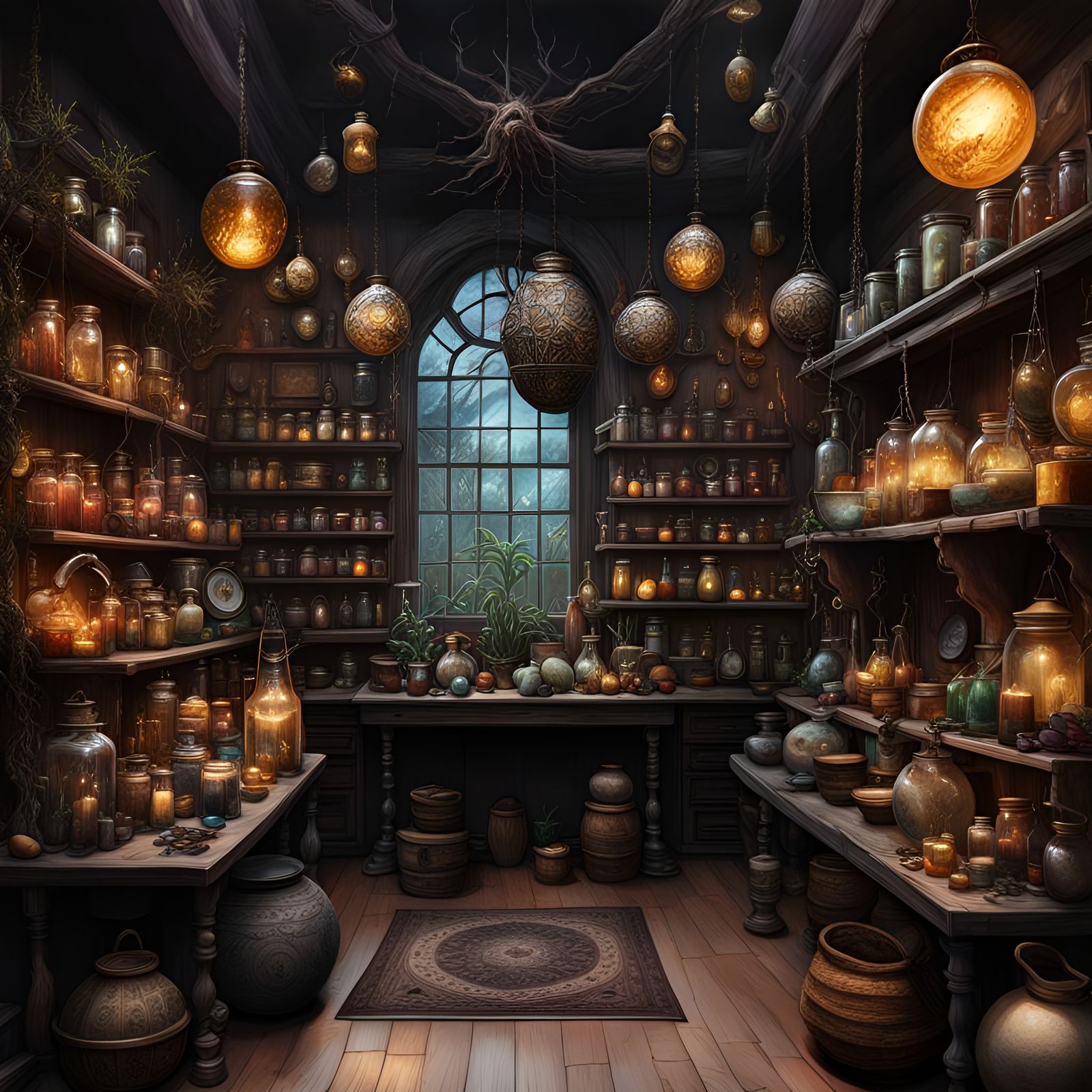 Detailed Witch Shop Interior in Fantasy Concept Art