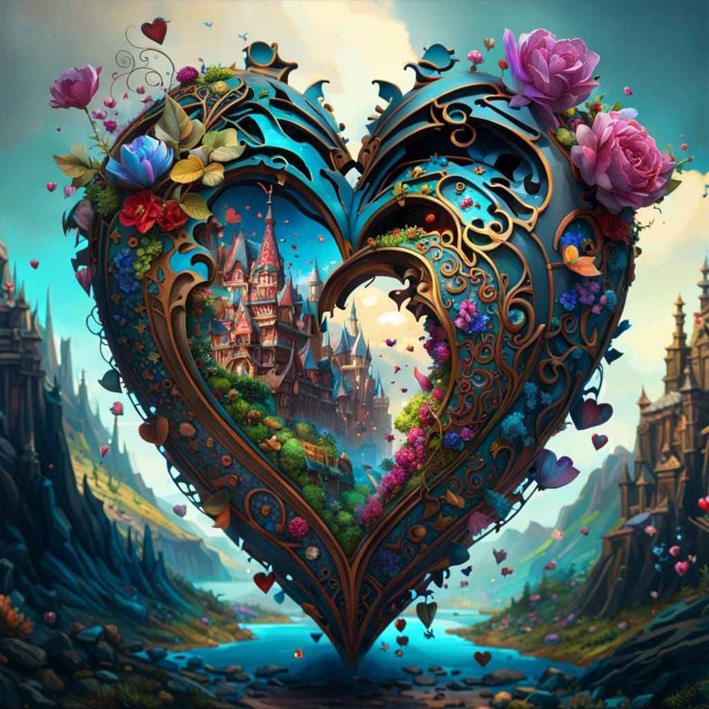 Heart Puzzle: Fantasycore Digital Art Masterpiece