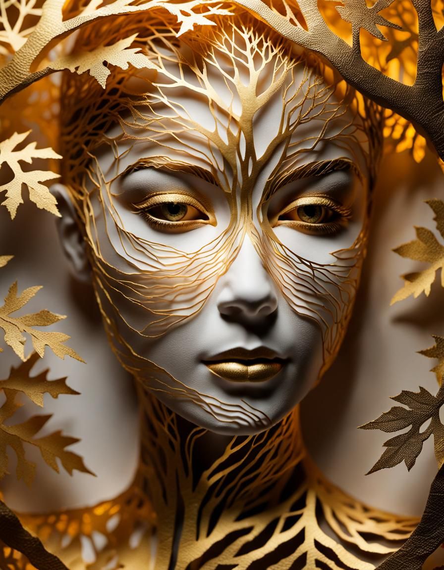 Electroformed Paper Art Sculpture: Woman's Face