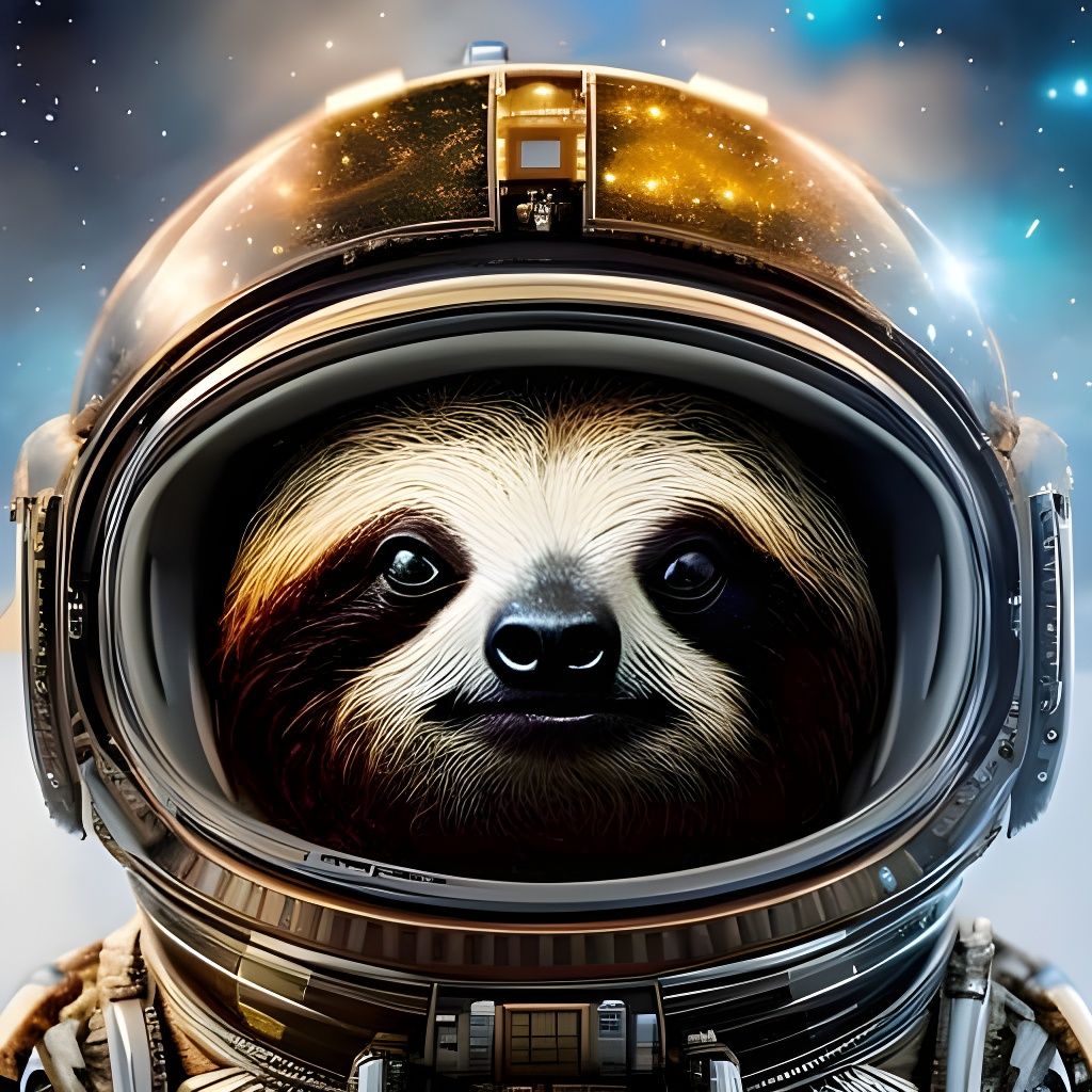 Cute Space Sloth in Spacesuit Amongst the Stars