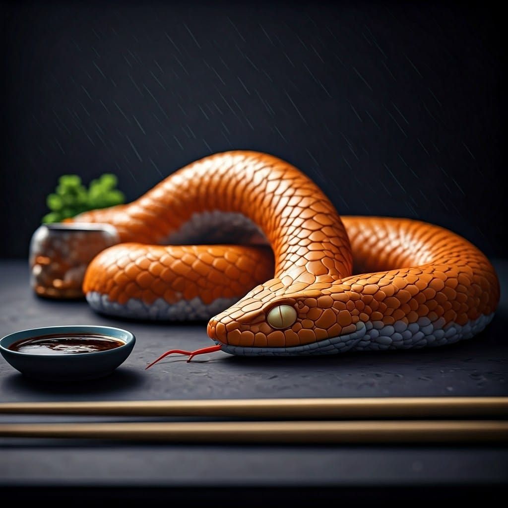 Epic Cinematic Masterpiece: Snake Made of Sushi Slumbers in ...