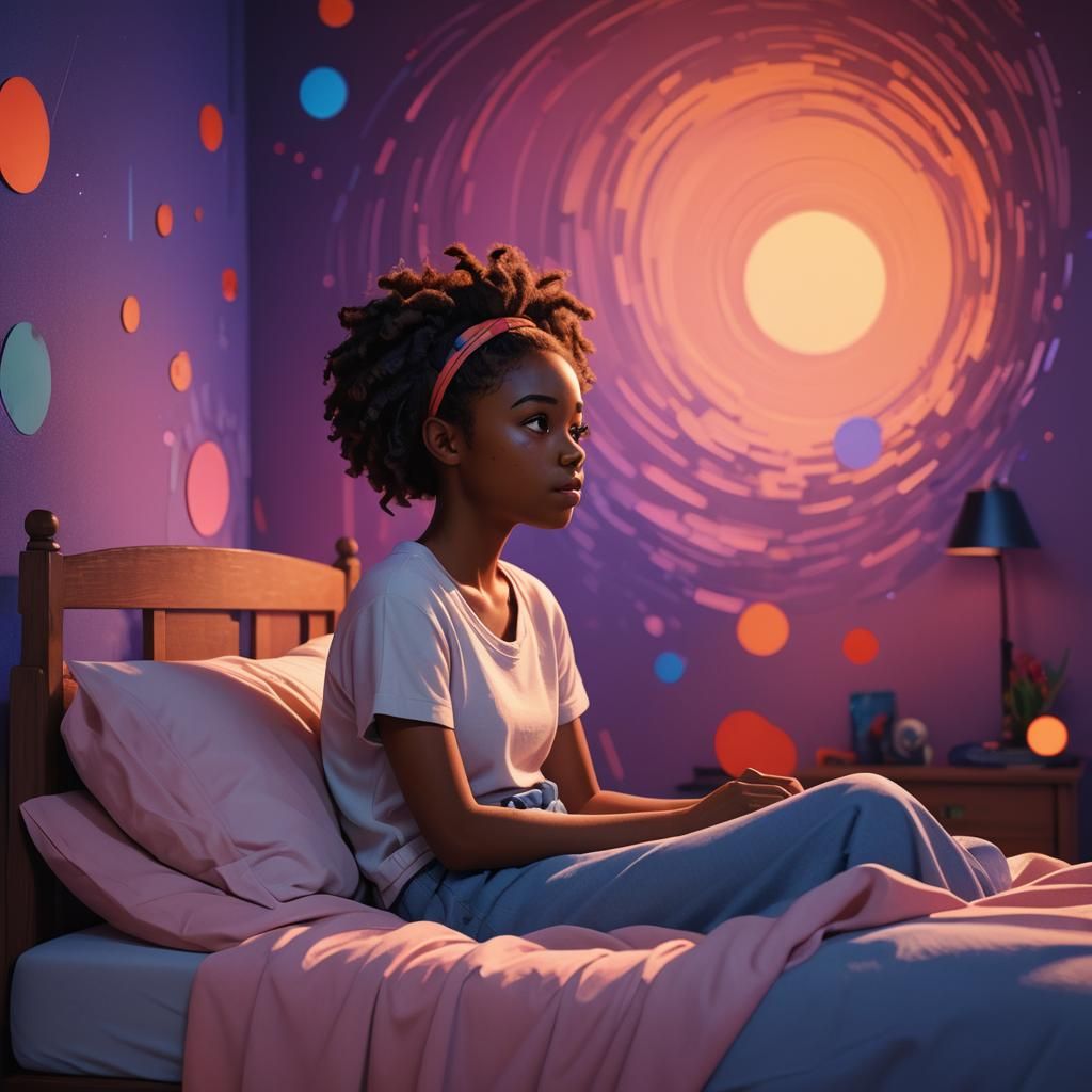 Dreamy Portrait of Girl in Bed, by Ash Thorp