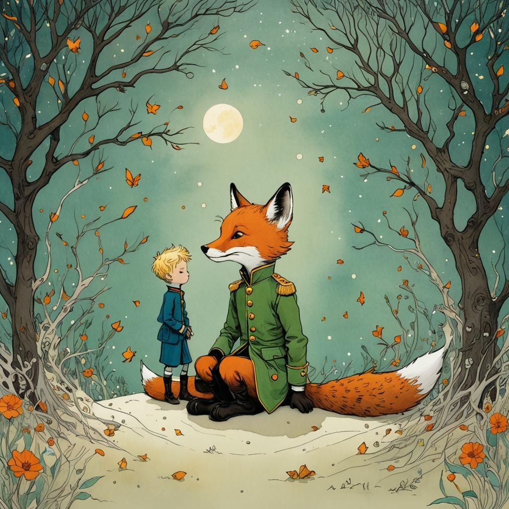 The Little Prince and Fox Illustration