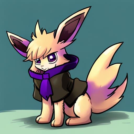 Furry Eevee in Hoodie and Scarf Illustration