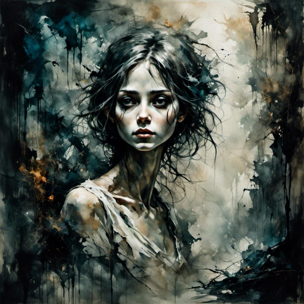 Abandoned Girl in Dark Romantic Cottage