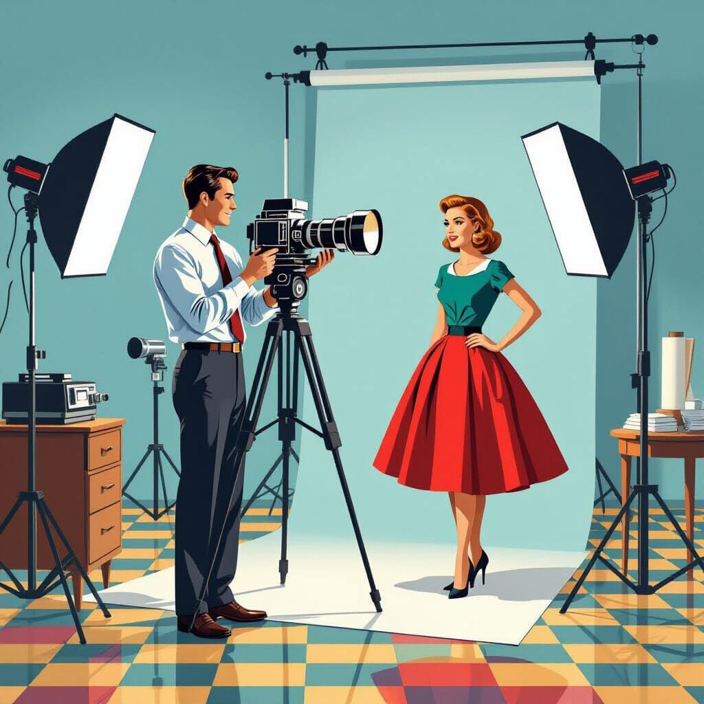 Upscale Photography Studio in Mid-Century Modern Style