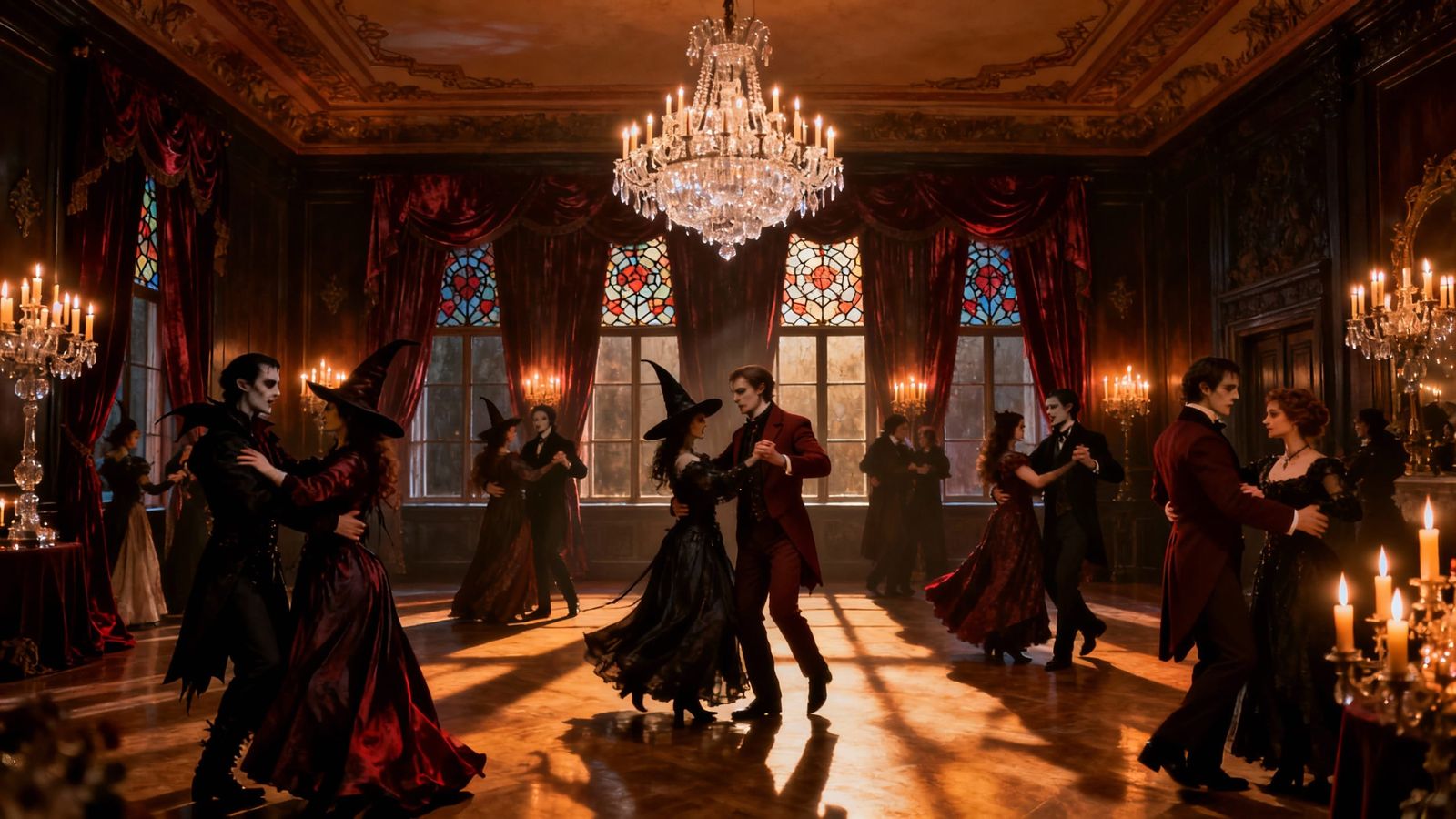 Gothic Vampire Ball in Candlelit Mansion