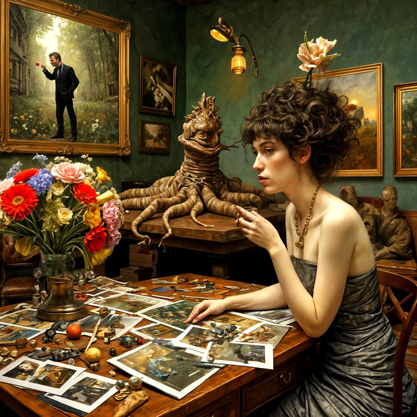 Vibrant Conversation Piece in Klimt Style