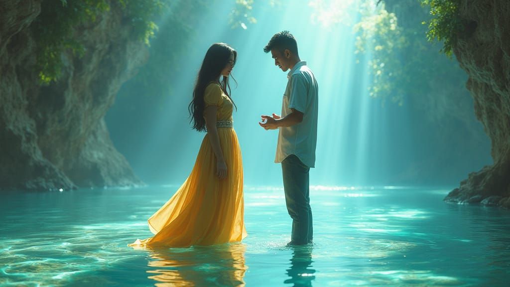 Queen Bows on Glass Floor: Hyperrealistic Splash Art