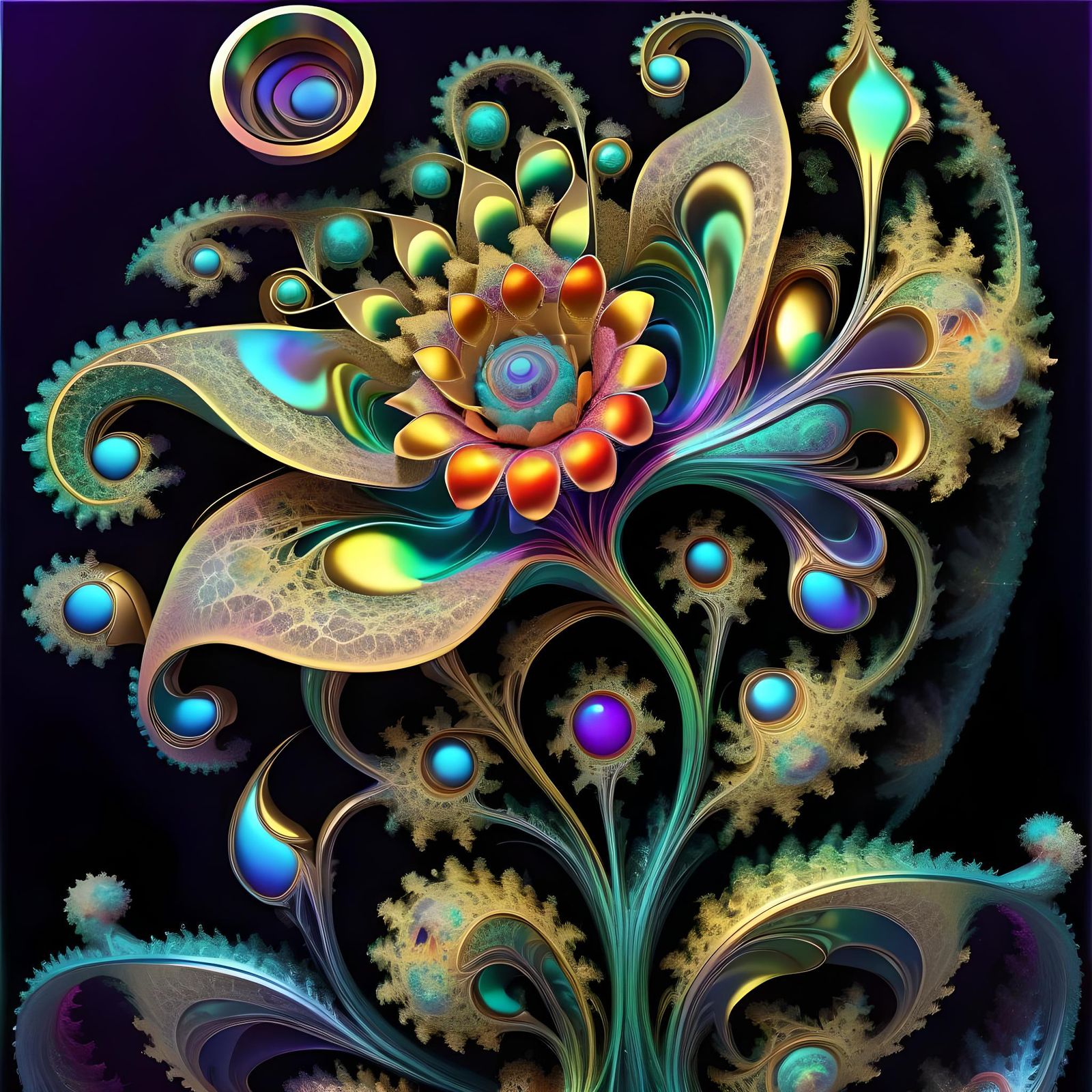 Sacred Geometry of Mandelbulb Fractal Flowers
