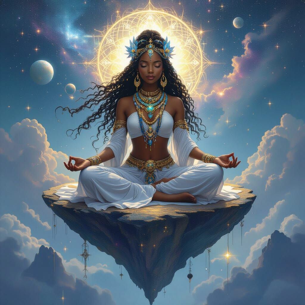 Celestial African Goddess in Art Nouveau Style