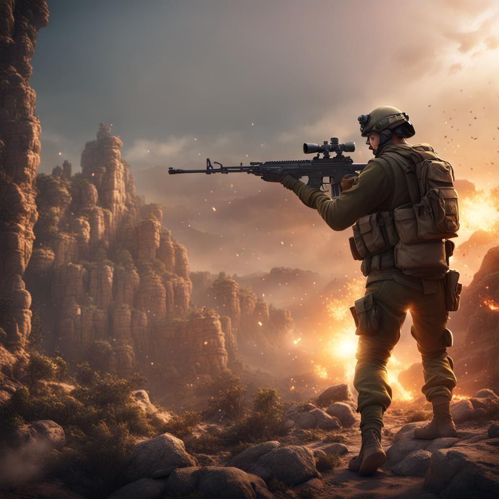 IDF Soldier Shoots a God Rifle: Fantasy Concept Art
