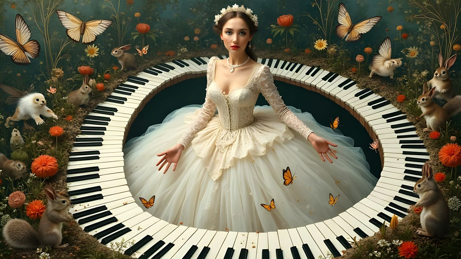 Elegant Woman in a Victorian-Era Hoop Dress Transforms into ...