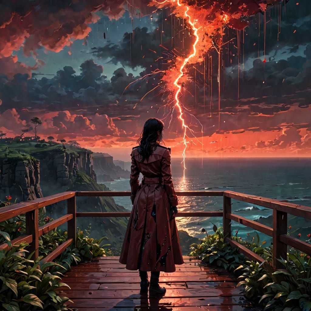 Gothic Latina in Rusty Stormy Dreamscape