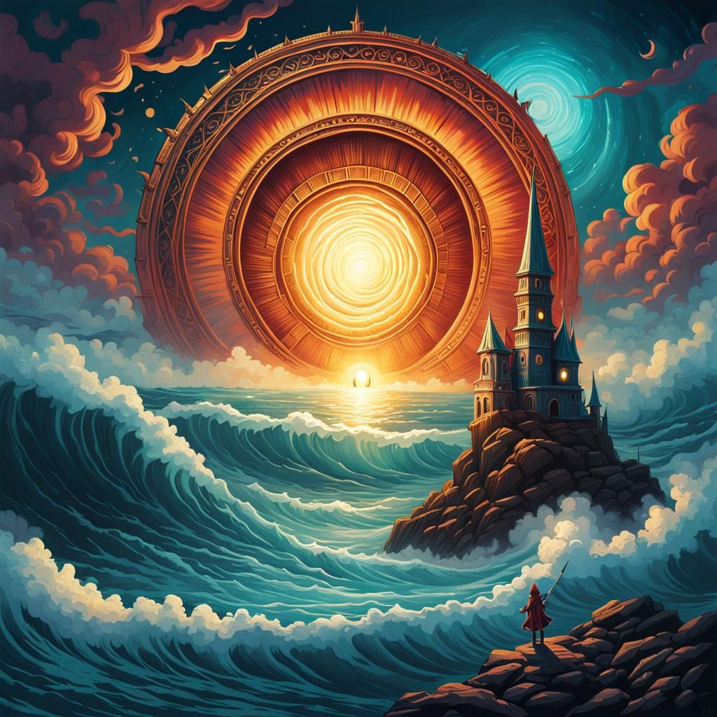 Dreamy Portal with Young Wizard, Fantasy Art