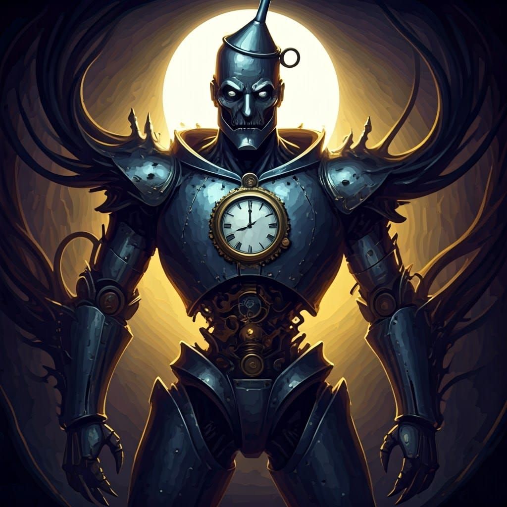 Macabre Clockwork Tin Man in Gothic Horror Style