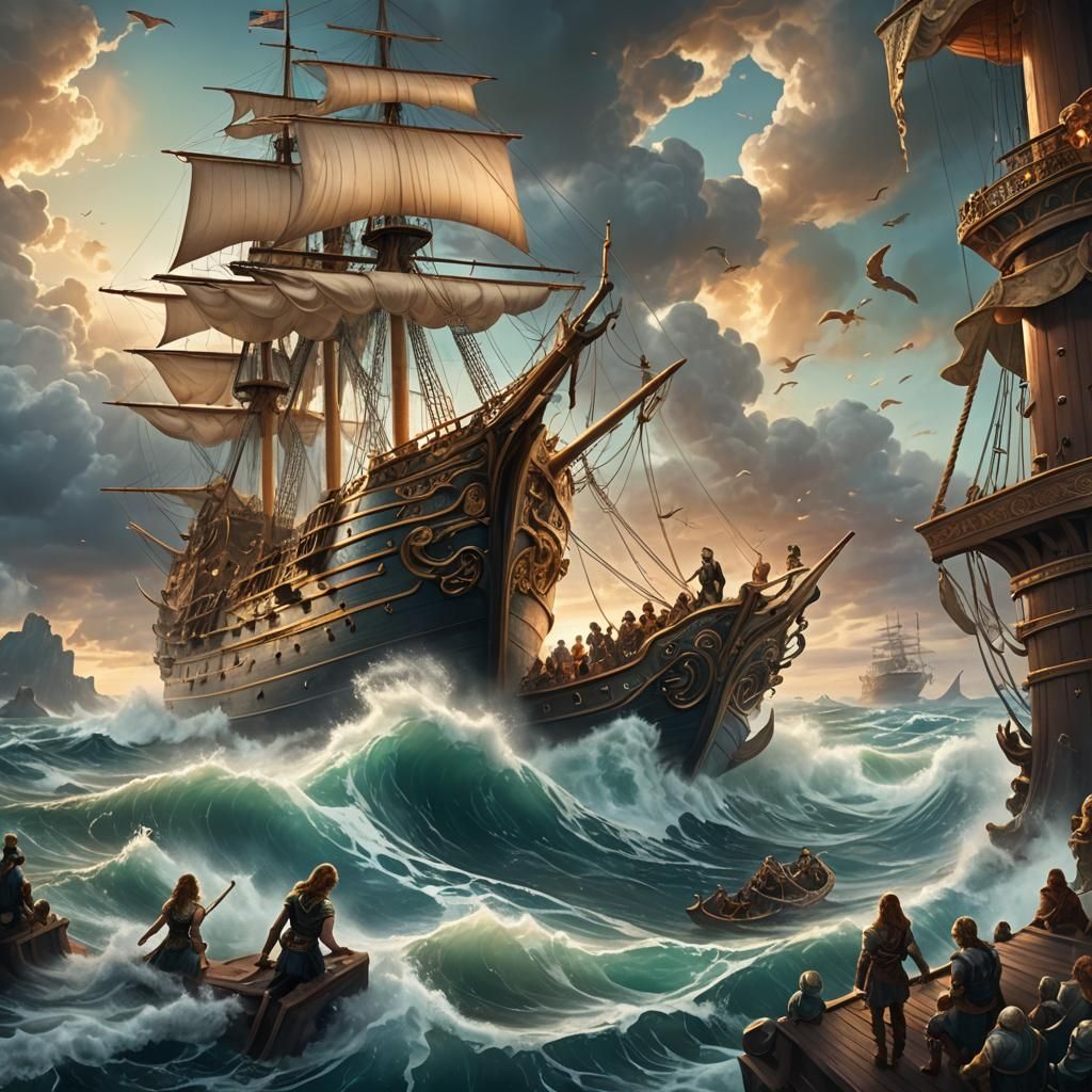 Ulysses and the Sirens: Mythological Digital Art