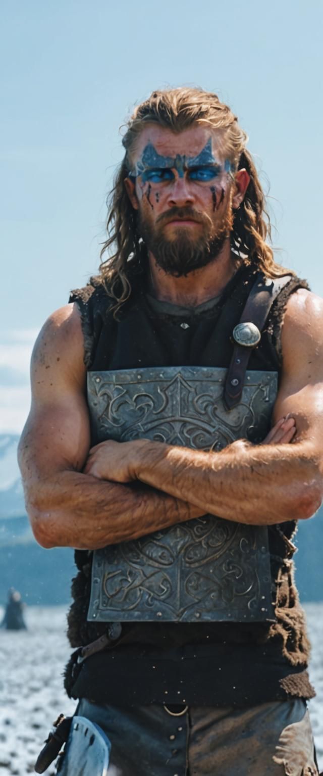 Viking Warrior on Battlefield in Cinematic Style