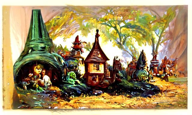 Charming Fairy Town Oil Painting
