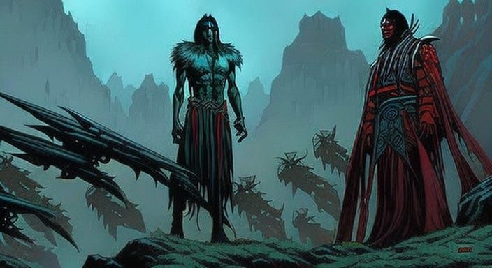 Native American Shaman Vampire in Dark Fantasy Ghibli Style